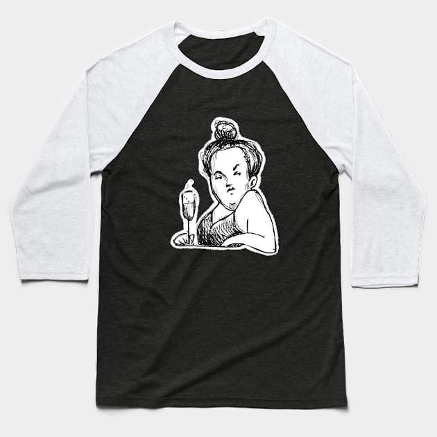 lady with glass of wine Baseball T-Shirt by barbasantara